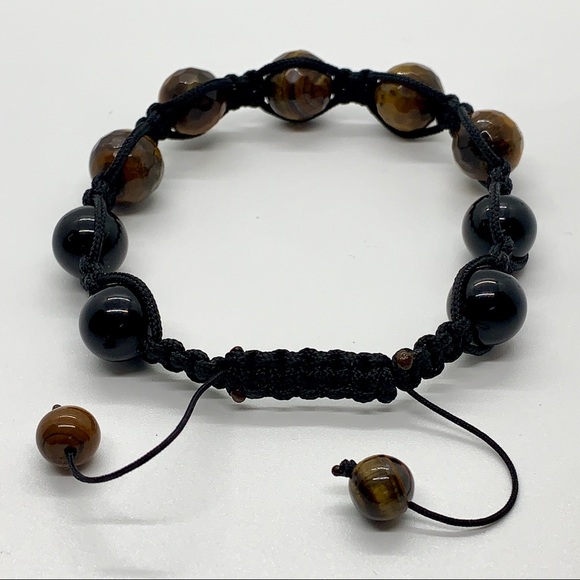 Tiger eye / Onyx beaded bracelet - Picture 2 of 2